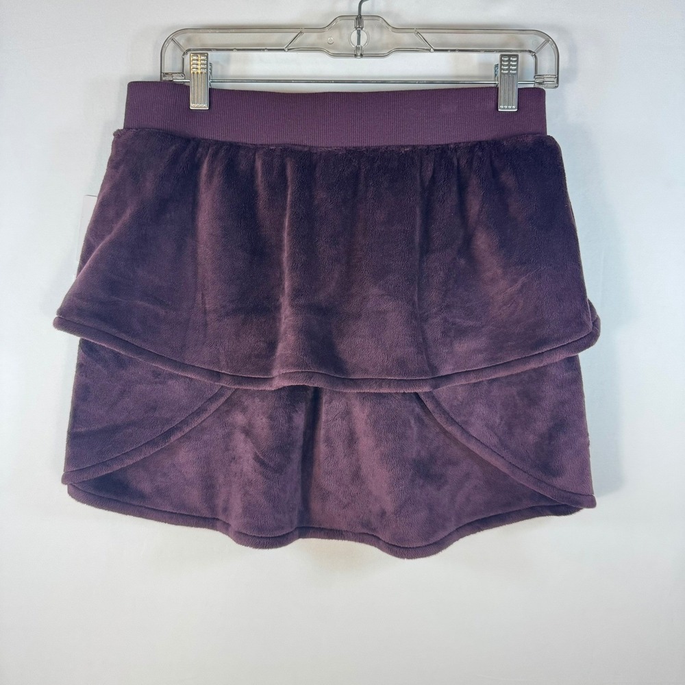Athleta Girl Feelin Great Skirt Purple Faux Fur Tiered Ruffle Mini XXL 16 NEW